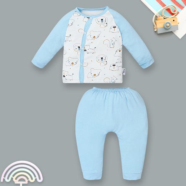 Bộ tay dài unisex BabyMommy visco xanh